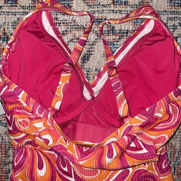 Sunsets Flamingo Paradise Sandbar Rib Forever Tankini SZ 32D NWT - Picture 3 of 4